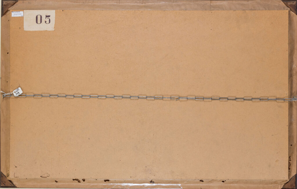 Verso da obra Coronel João Schmitt e esposa - Pedro Weigartner - Acervo Museu Visconde de São Leopoldo. Projeto de restauração do acervo museológico de São Leopoldo. Foto: Nilton Santolin